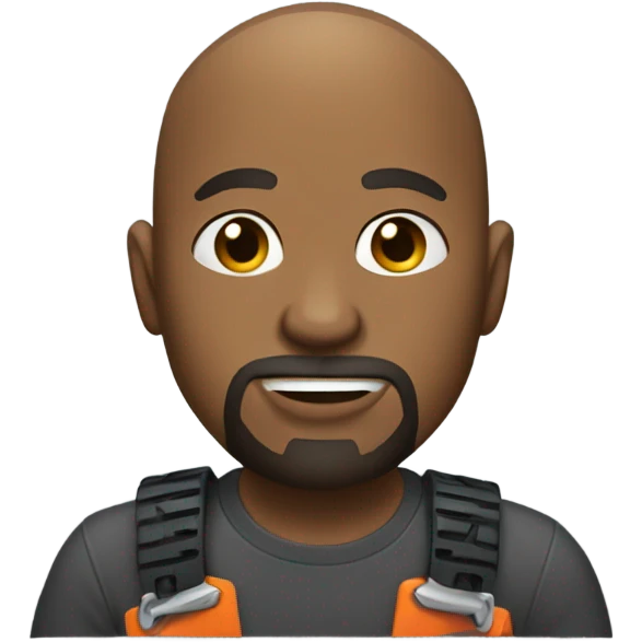 Bald black man with goatee using a chainsaw  emoji