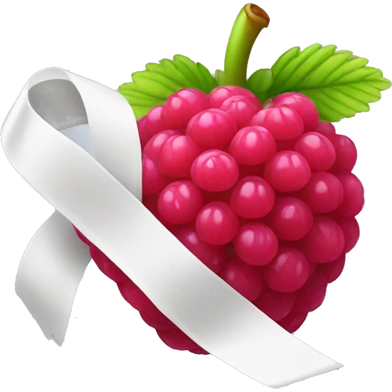 one raspberry fruit with a white ribbon on top of it emoji