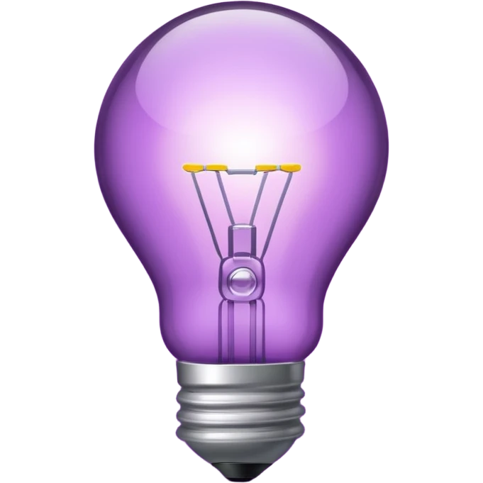 Create a glowing light bulb icon in shades of purple. Convey ideas and innovation. Keep it simple and clear. emoji