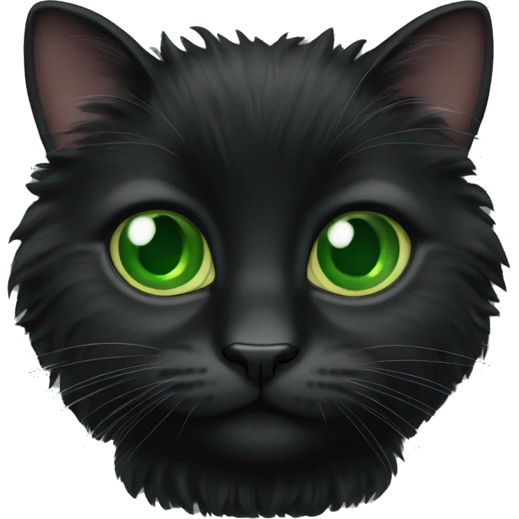 Fluffy black cat green eyes  emoji
