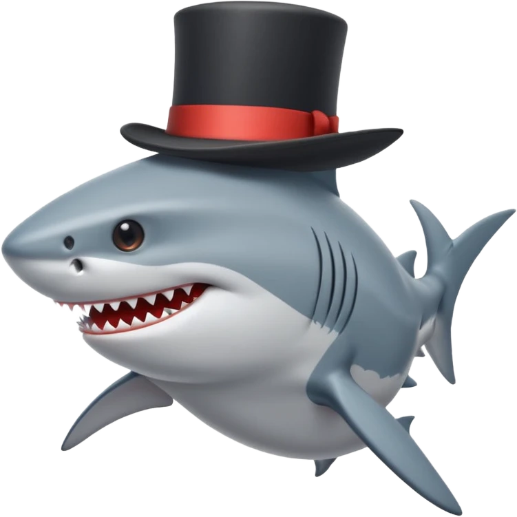 Shark with a top hat emoji