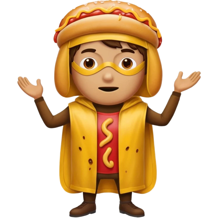 a hero who wear Hotdog costume  with a hero mask  emoji