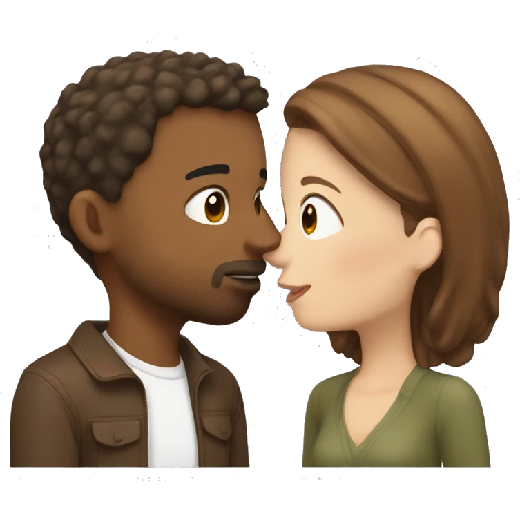 white guy with brown short hair kissing her white girlfriend with log brown hair emoji