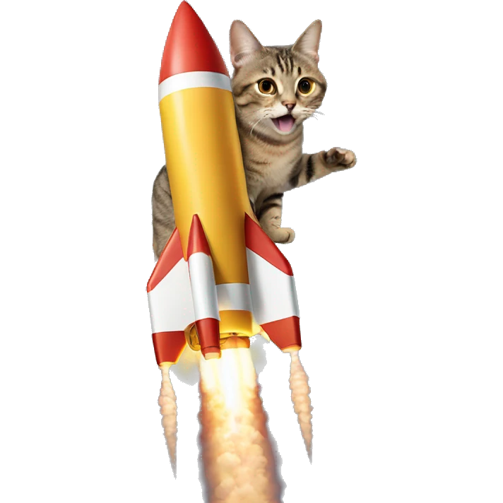 Cat riding a rocket emoji