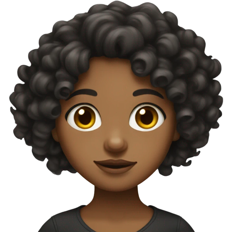 medium skin Girl with curly black hair being creative emoji