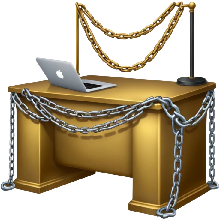 Desk draped in chains emoji