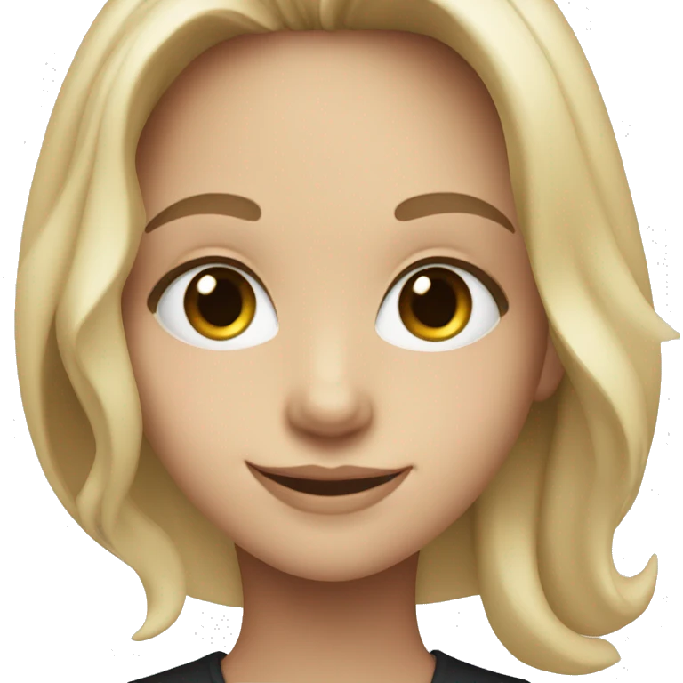 smiling girl in black shirt blue eyes emoji
