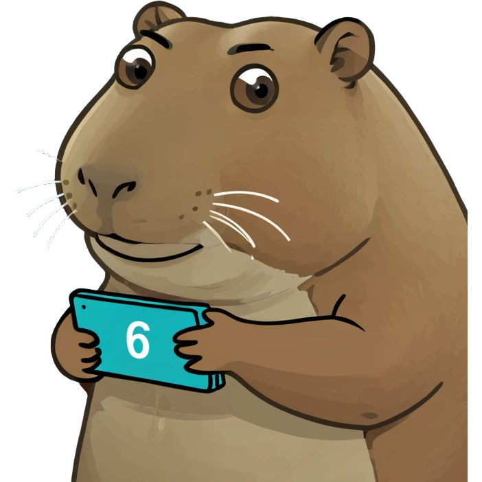 Capybara holding the number 6 and 7 in hands emoji