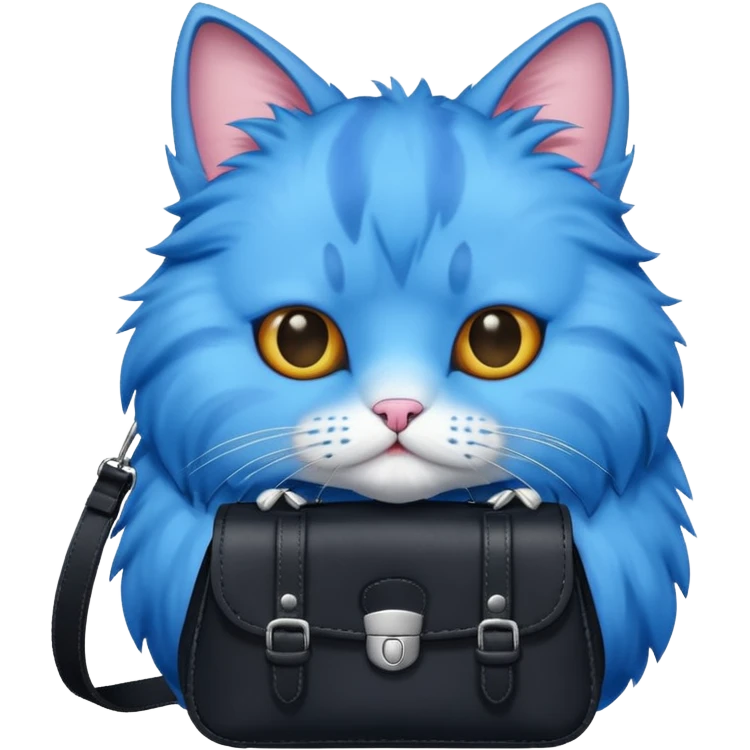 Blue cat with black bag emoji