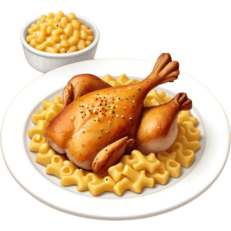 baked chicken with mac and cheese on the side emoji