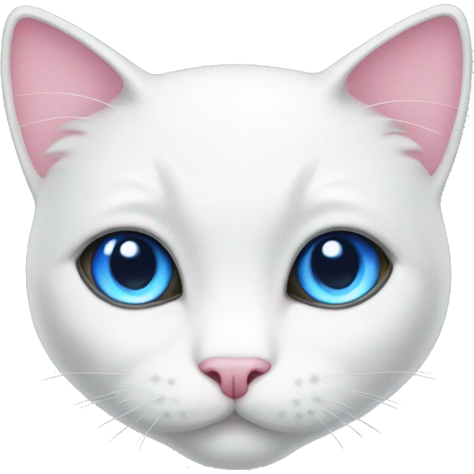 white cat with a pink bow and blue eyes emoji