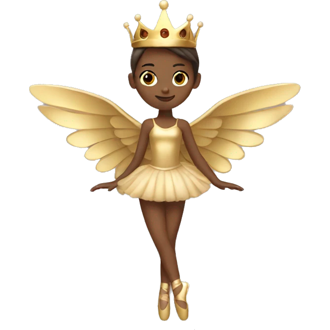  brown ballerina gold wings gold crown emoji