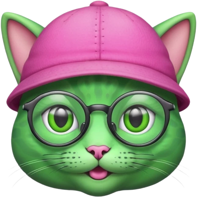 alien cat with pink hat  and spectacles emoji