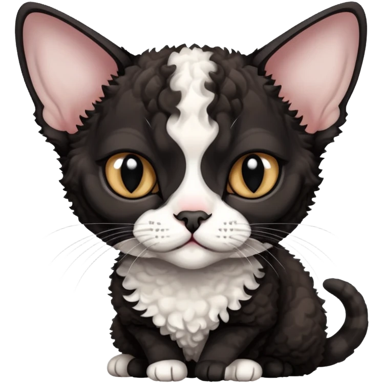 Black and white Devon Rex emoji