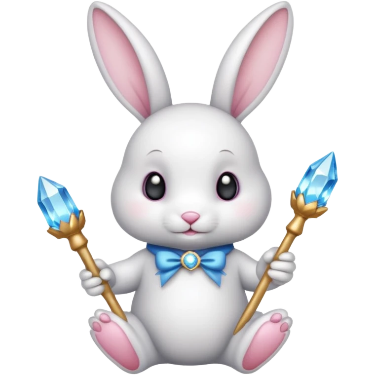 White bunny with wand and with cristals emoji