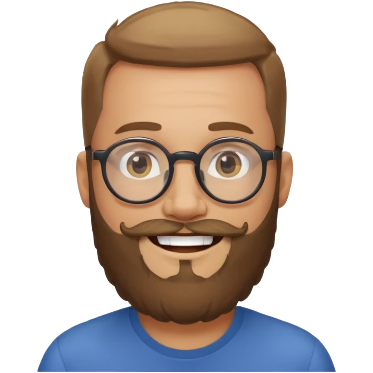 I need a simple emoji of a full bearded man with round glasses, light expression emoji