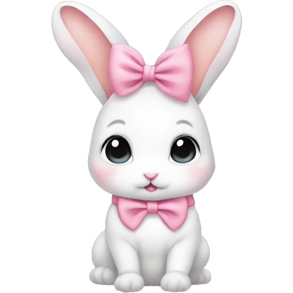 Baby bunny with coquette bow on ear emoji