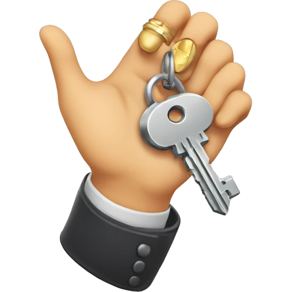 a hand with a key hovering on top of it emoji