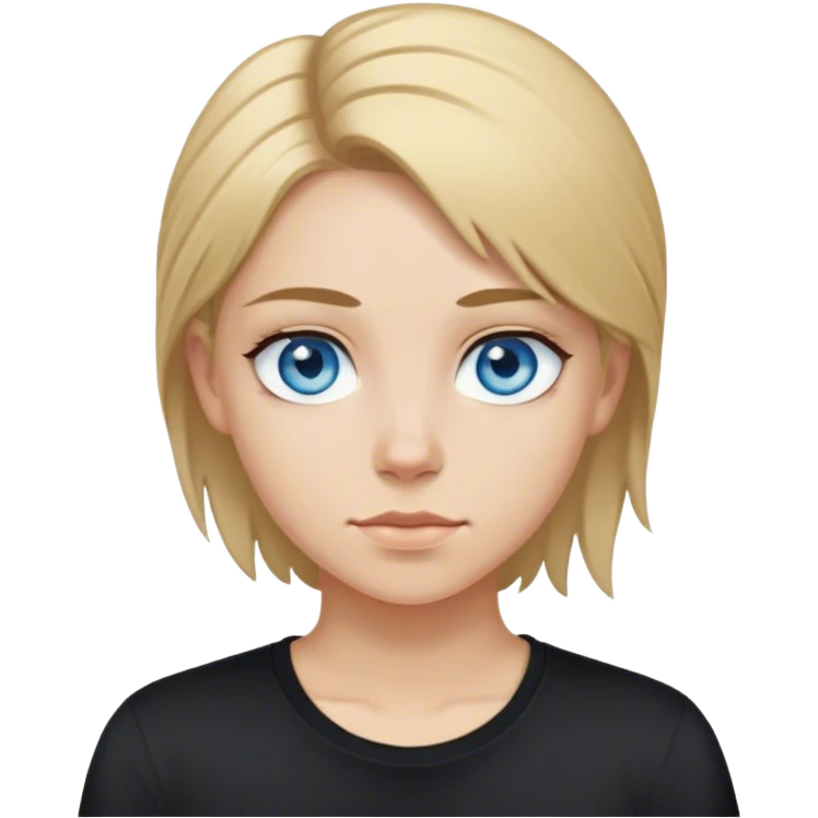 Lesbian girl  blue eyes black shirt dirty blonde hair emoji