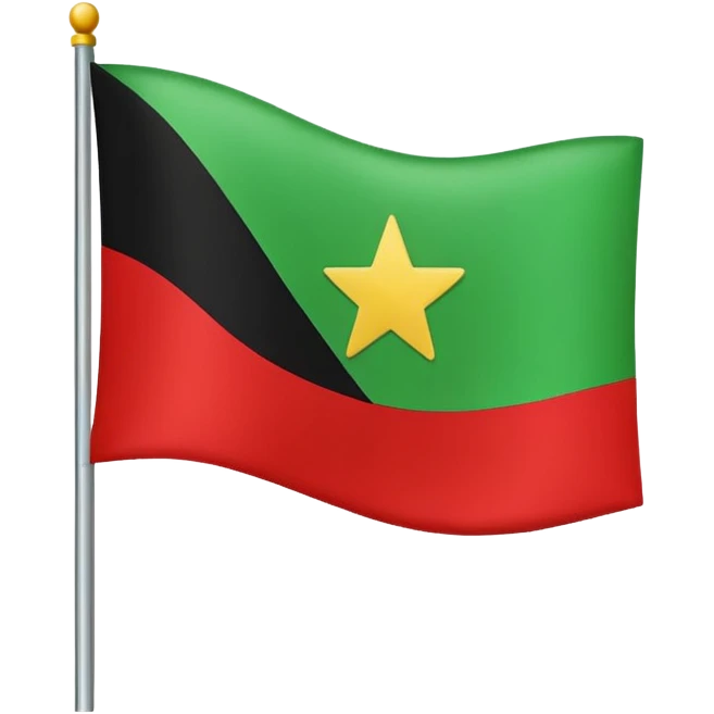 Create an emoji flag that contains contains contains top green midle white have black star the below color is red

 emoji