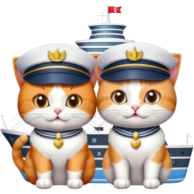 2 cats on cruise ship emoji