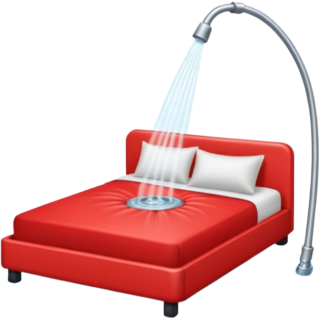A red bed and a sprinkler on top of it! emoji