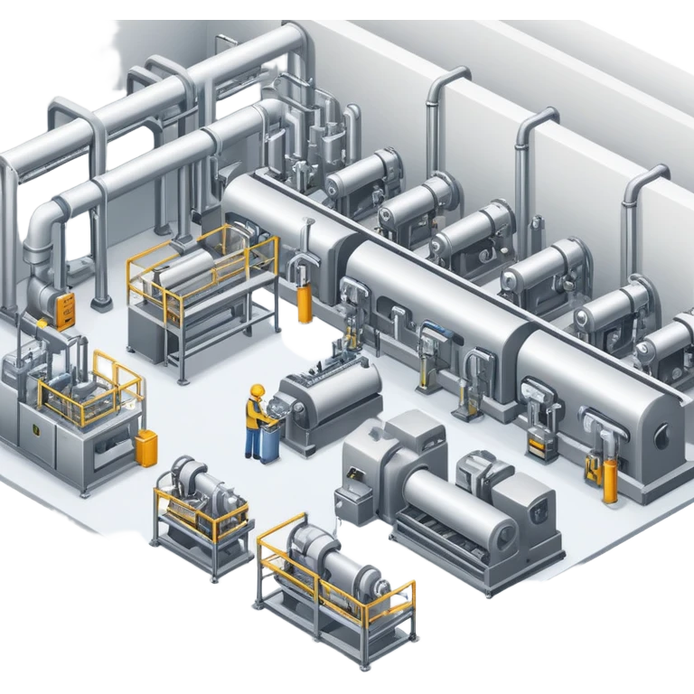 production hall with machines and assembly line emoji