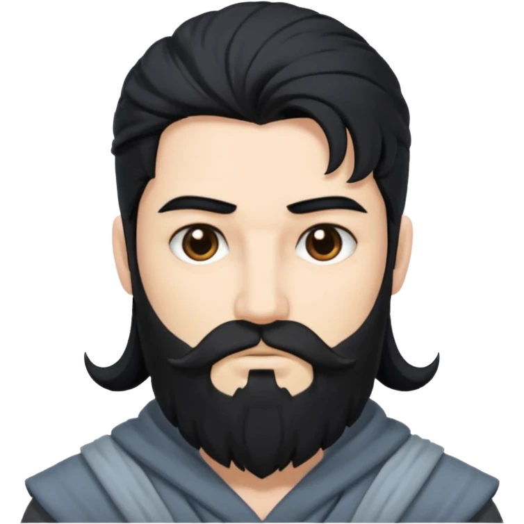Boreas, God of the North Wind from Gods and Goddesses with black hair and beard, grey outfit emoji