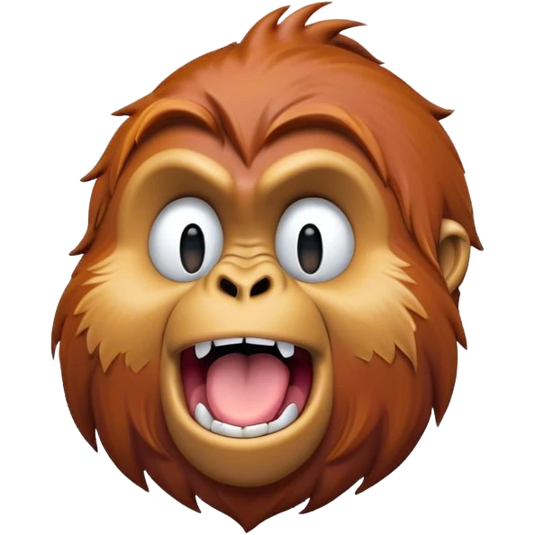 Cinematic Cute Yawning Orangutan Portrait Emoji, Head tilted slightly with a dramatic, wide-open yawn, showcasing a richly textured face with half-closed, sleepy eyes and a relaxed, open expression, Simplified yet irresistibly adorable features, highly detailed, glowing with a soft, cozy jungle glow, high shine, relaxed yet expressive, stylized with a dash of whimsical charm, soft glowing outline, capturing the essence of a drowsy yet affectionate guardian that appears ready to stretch out for a nap! emoji