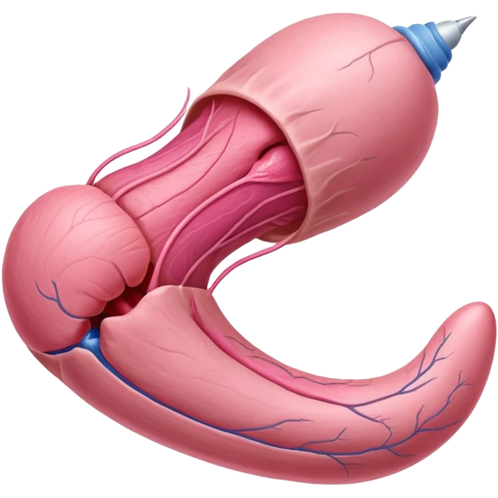 Un pene erecto, con venas prominentes y la glande rosada, penetrando una vagina. Los labios mayores y menores de la vagina son visibles, estirados alrededor del eje del pene. Pero no anatómica mente si no carnal mente emoji