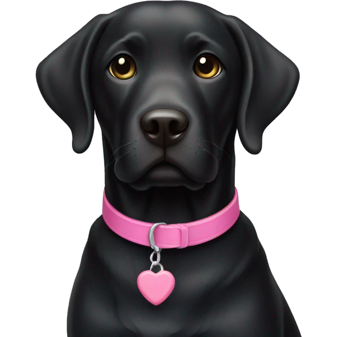 Black Labrador with pink collar emoji