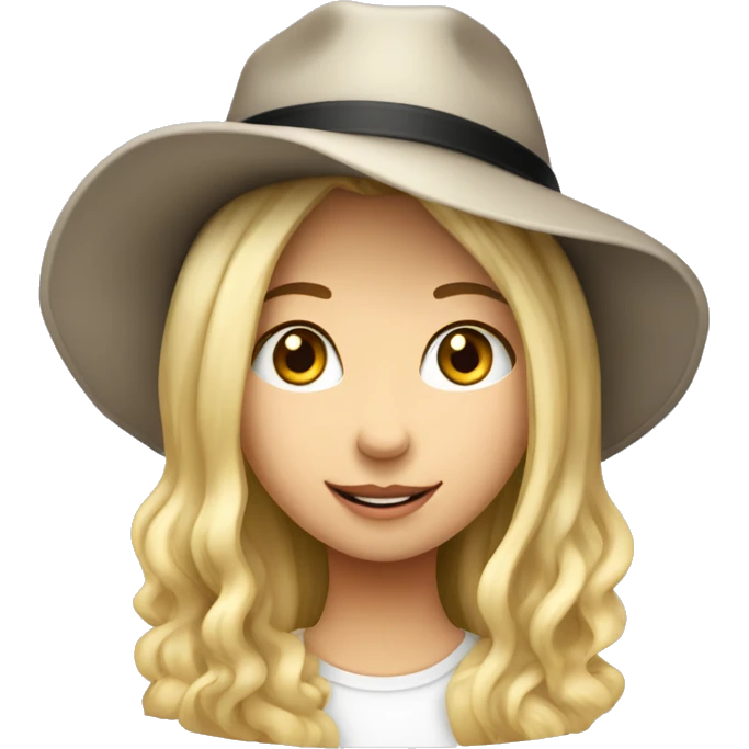 ragazza bionda con lingua fuori e cappello nero  emoji