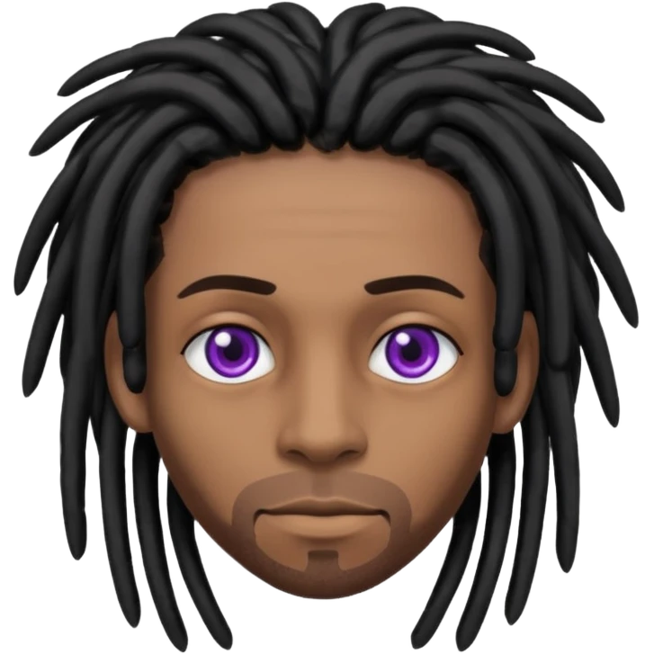 Brown skin male with black dreads and purple eyes  emoji
