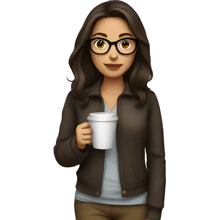 brunette with glasses, drinking coffee  emoji