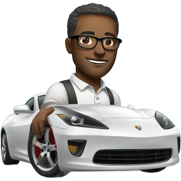 MAN IN GLASSES NEAR SPORT CAR emoji