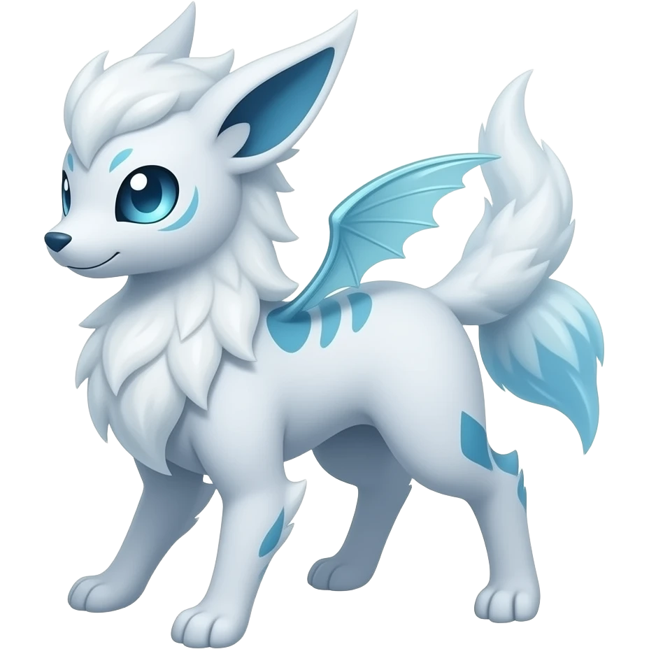 Slim tall elegant oriental Absol-Glaceon-Sylveon-fusion-hybrid-creature emoji