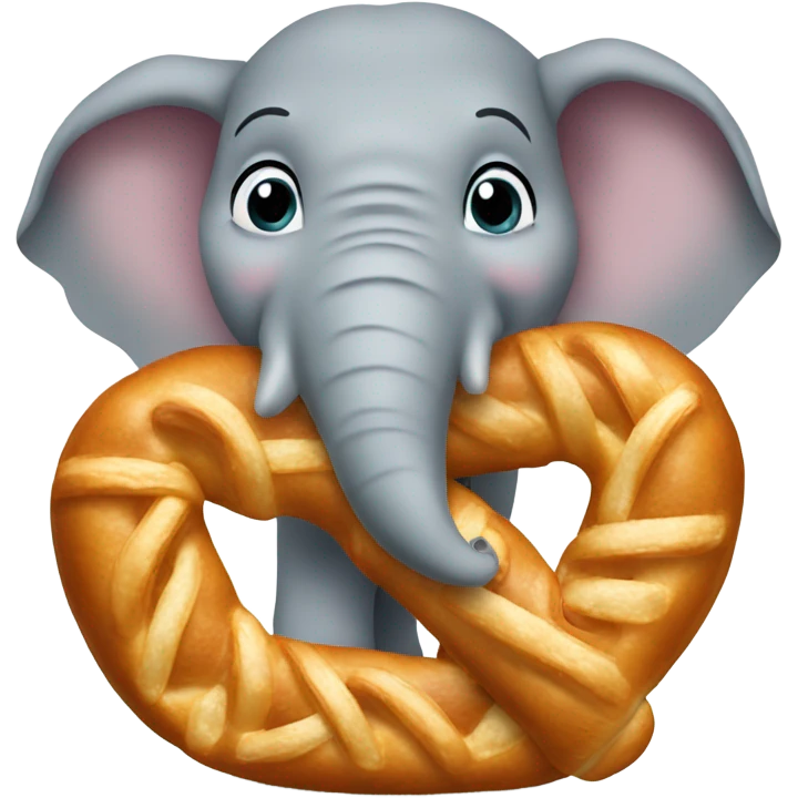 Elephant eating a pretzel emoji