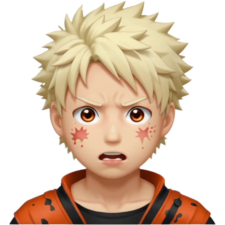 Katsuki Bakugo’s face showing physical delight and a blushed face with white glue splattered around his mouth With lots of drool. His eyes are rolled back with his eyebrows tilted back emoji