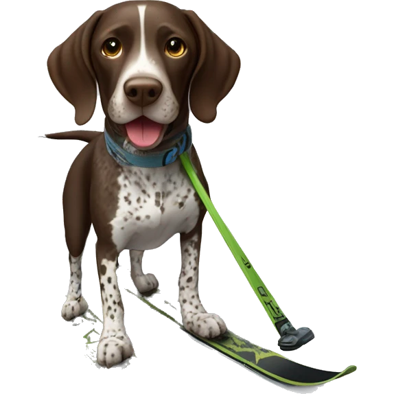 German shorthaired pointer on a ski hill emoji