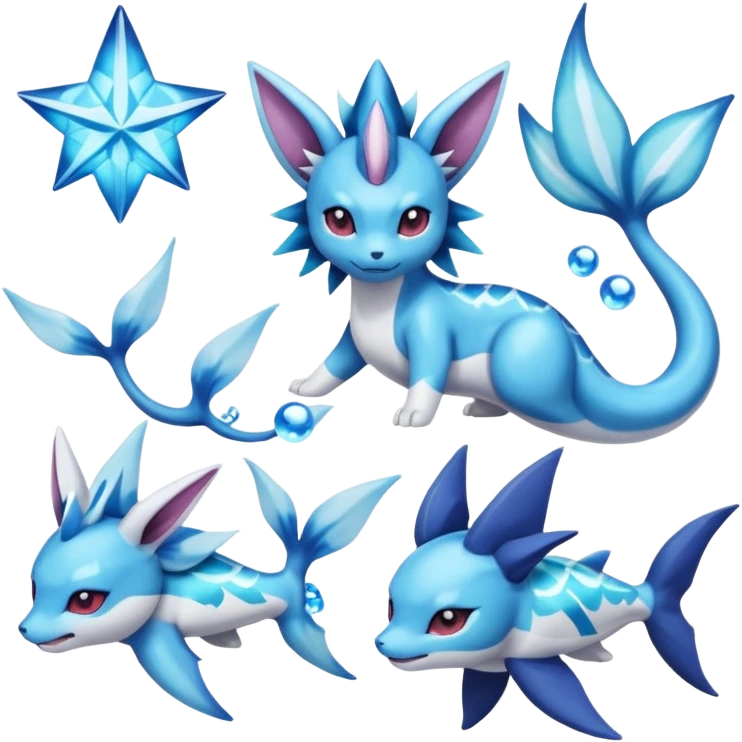 Primarina-Vaporeon-Glaceon-Suicune-Amaura-Dialga-fusion emoji