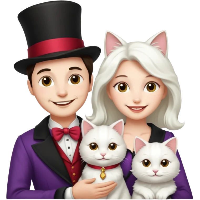 magician couple and their pet cat emoji