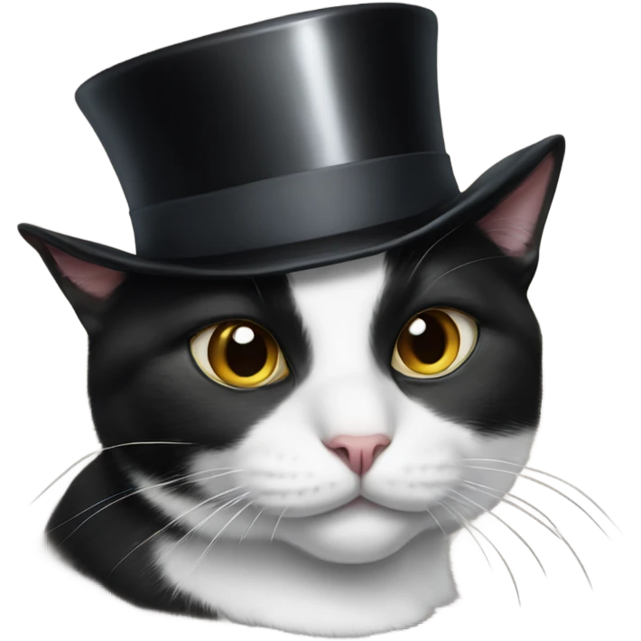 Tuxedo cat in a top hat emoji