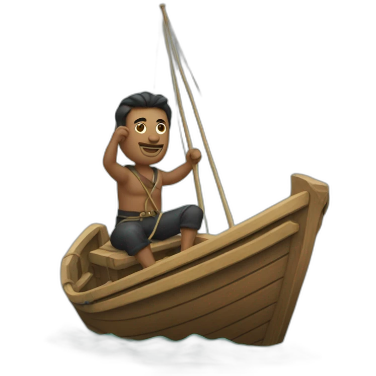 Man on boat with poal and hook  emoji