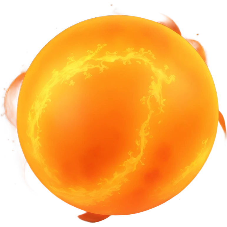orange golden ball of burning light emoji, covered in swirling gases, mottled by dark sunspots and bright granules from convective currents, radiant, fiery, simple and round, no face, no text emoji