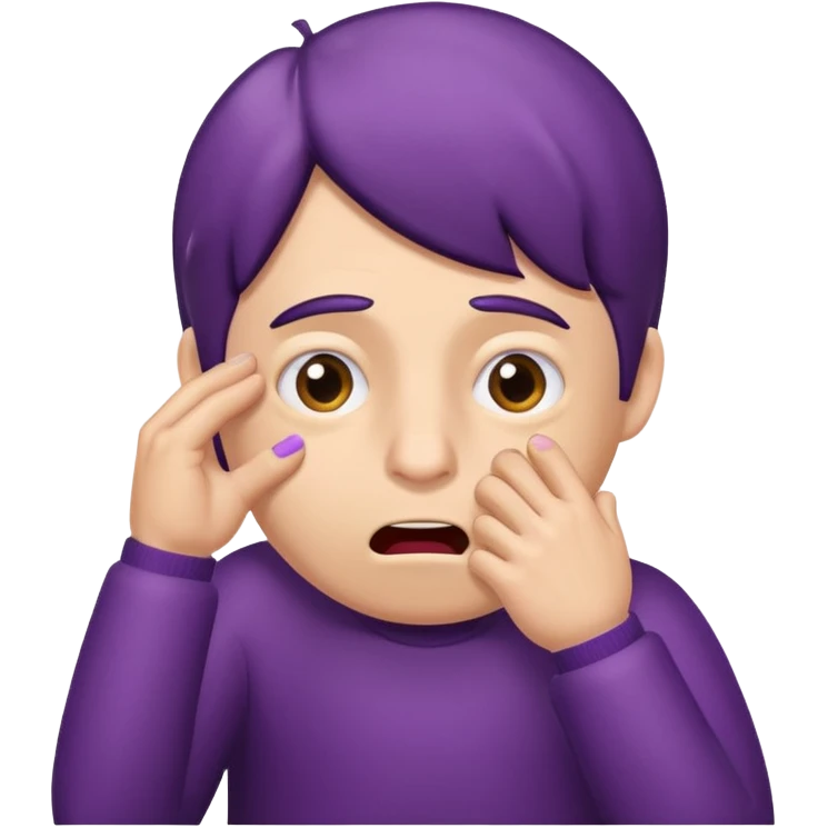 Eggplant with anxiety, pulling out his hair and biting his nails ￼ emoji