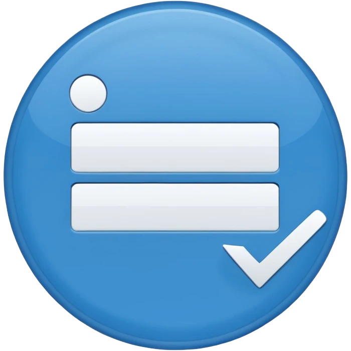 blue circle in the middle and white checklist mark emoji