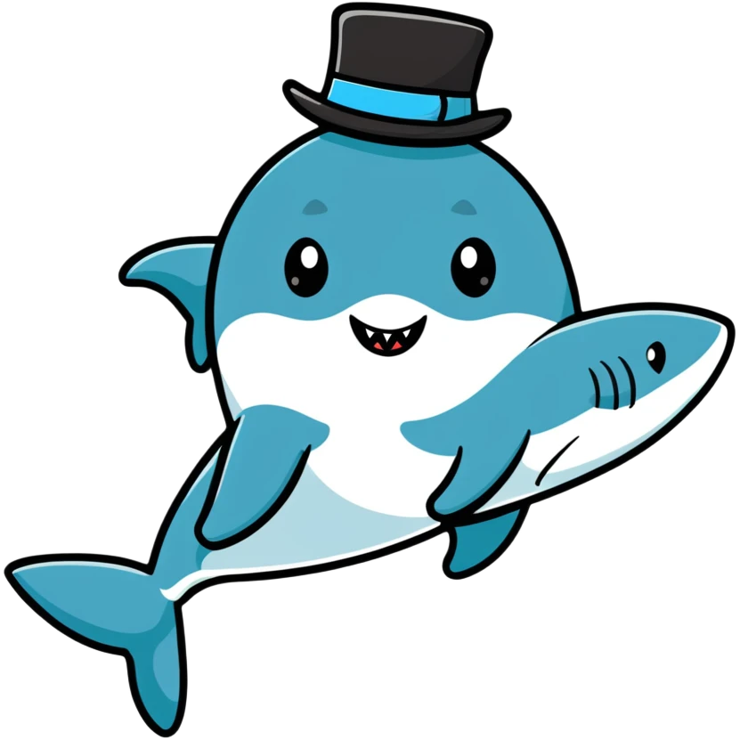 Shark with a top hat emoji