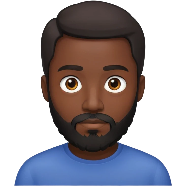 man with black skin and beard, shorter hair and smaller eyes emoji