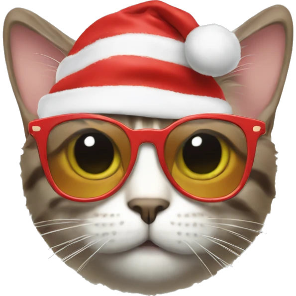 Cat with Christmas sunglasses emoji