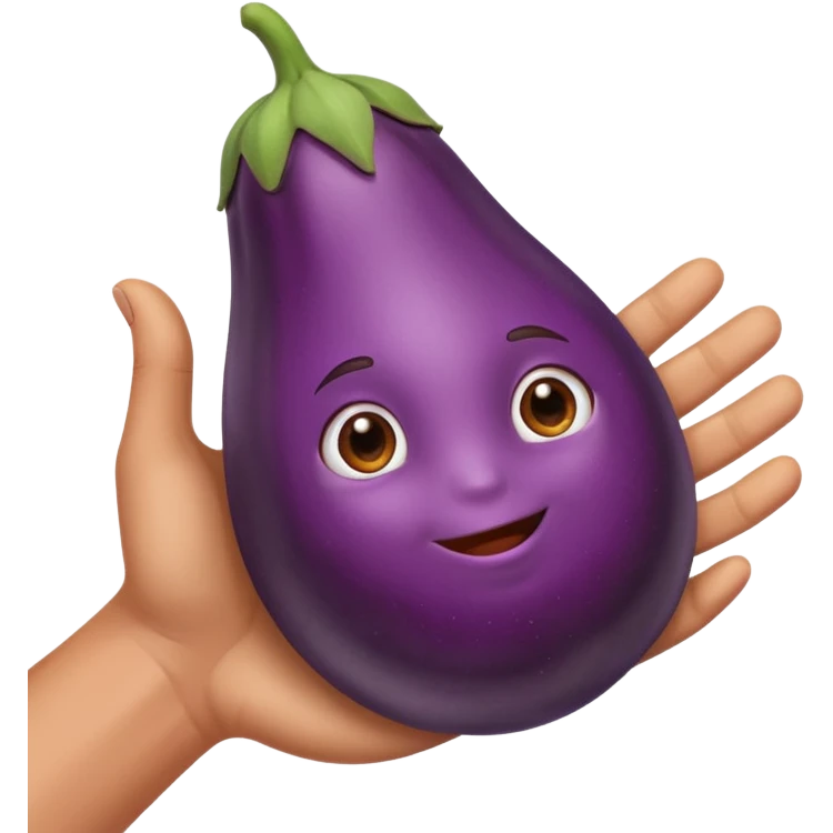 Hand squeezing an eggplant emoji